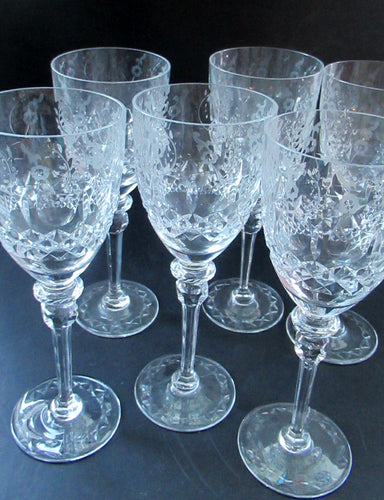 Set of Six Rogaska Long Stemmed Glasses Red Wine Crystal