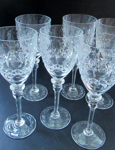 Set of Six Rogaska Long Stemmed Glasses Red Wine Crystal