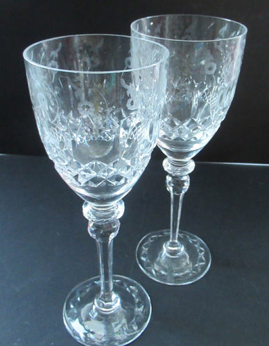 Rogaska Tall Red Wine Crystal Glasses Queen Pattern Vintage