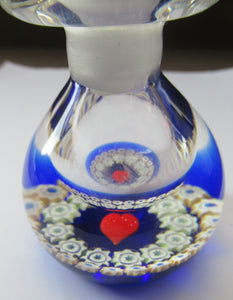 1980s Caithness Scottish Glass Perfume Bottle Valentine's Love Heart Inclusion Millefiori