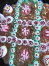Load image into Gallery viewer, Vintage Murano Italian Glass Paperweight with Gold Aventurine and Millefiori
