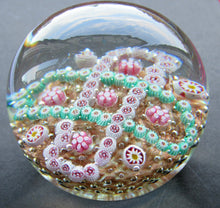 Load image into Gallery viewer, Vintage Murano Italian Glass Paperweight with Gold Aventurine and Millefiori

