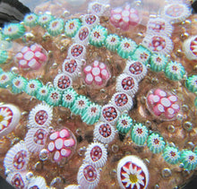 Load image into Gallery viewer, Vintage Murano Italian Glass Paperweight with Gold Aventurine and Millefiori
