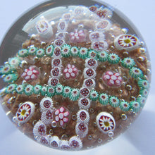 Load image into Gallery viewer, Vintage Murano Italian Glass Paperweight with Gold Aventurine and Millefiori
