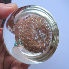 Load image into Gallery viewer, Vintage Murano Italian Glass Paperweight with Gold Aventurine and Millefiori
