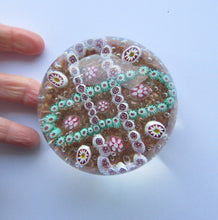 Load image into Gallery viewer, Vintage Murano Italian Glass Paperweight with Gold Aventurine and Millefiori
