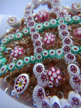 Load image into Gallery viewer, Vintage Murano Italian Glass Paperweight with Gold Aventurine and Millefiori
