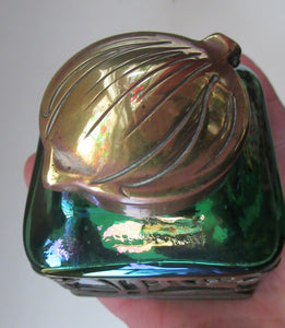 Antique 1900s Loetz Carl Stolzle Glass Inkwell Art Nouveau Waterlilies