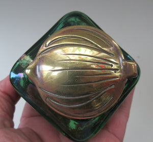 Antique 1900s Loetz Carl Stolzle Glass Inkwell Art Nouveau Waterlilies