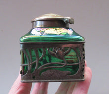 Load image into Gallery viewer, Antique 1900s Loetz Carl Stolzle Glass Inkwell Art Nouveau Waterlilies
