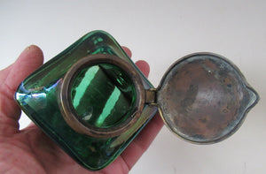 Antique 1900s Loetz Carl Stolzle Glass Inkwell Art Nouveau Waterlilies