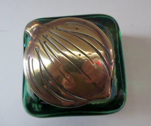 Antique 1900s Loetz Carl Stolzle Glass Inkwell Art Nouveau Waterlilies