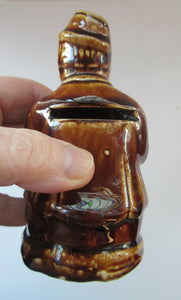Antique 19th Century Treacle Glazed SCOTTISH POTTERY Money Box or Bank in the Form of a Seated Gentleman