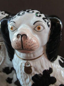 Victorian Antique Pair of Disraeli Dogs. Chimney Spaniels Wall Dugs