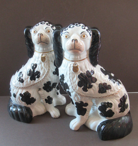 Victorian Antique Pair of Disraeli Dogs. Chimney Spaniels Wall Dugs
