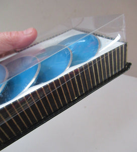 1950s Norwegian Blue Emalox Enamel Coasters Miniature Plates
