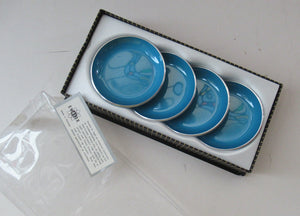 1950s Norwegian Blue Emalox Enamel Coasters Miniature Plates