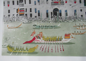 Pencil Signed Patrick Procktor Pensil Signed Lithograph Regatta Venice