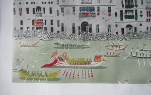 Pencil Signed Patrick Procktor Pensil Signed Lithograph Regatta Venice