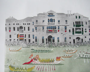 Pencil Signed Patrick Procktor Pensil Signed Lithograph Regatta Venice