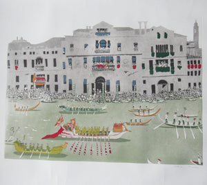 Pencil Signed Patrick Procktor Pensil Signed Lithograph Regatta Venice