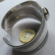 Load image into Gallery viewer, Vintage 925 Silver Cuff Bracelet with Onyx Cabochon Mexican
