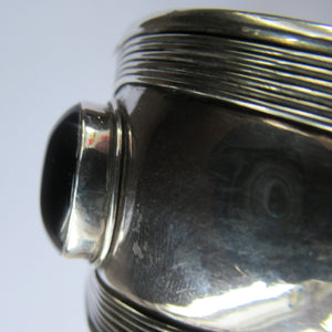 Vintage 925 Silver Cuff Bracelet with Onyx Cabochon Mexican