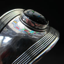 Load image into Gallery viewer, Vintage 925 Silver Cuff Bracelet with Onyx Cabochon Mexican

