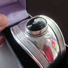 Load image into Gallery viewer, Vintage 925 Silver Cuff Bracelet with Onyx Cabochon Mexican
