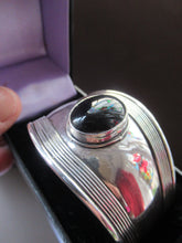Load image into Gallery viewer, Vintage 925 Silver Cuff Bracelet with Onyx Cabochon Mexican

