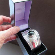 Load image into Gallery viewer, Vintage 925 Silver Cuff Bracelet with Onyx Cabochon Mexican

