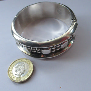 Vintage Mexican Silver Hinged Bracelet Brutalist Design