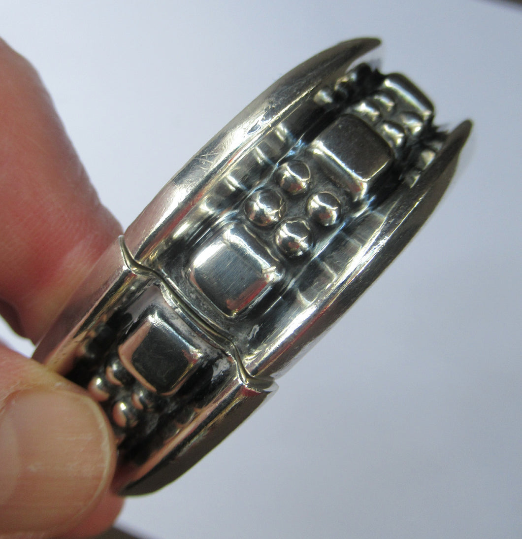 Vintage Mexican Silver Hinged Bracelet Brutalist Design