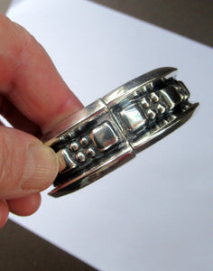 Vintage Mexican Silver Hinged Bracelet Brutalist Design