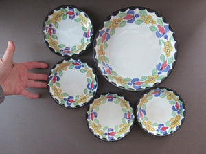 Heron Kirkcaldy Methven Pottery Five Bowls Floral Pattern