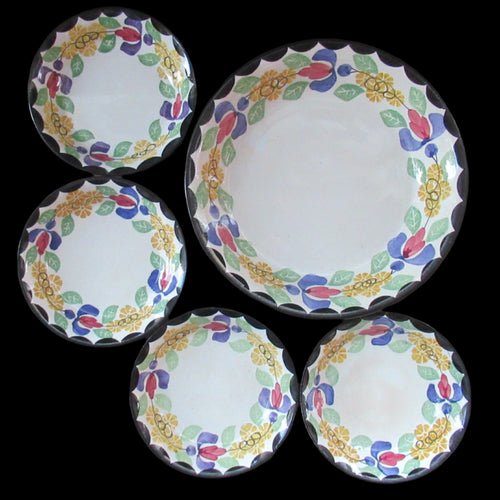 Heron Kirkcaldy Methven Pottery Five Bowls Floral Pattern