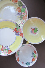 Load image into Gallery viewer, SCOTTISH POTTERY.  Vintage 1920s Hand Painted MAK MERRY Pottery Trio. Cup, Saucer and Side Plate and Another Larger Plate
