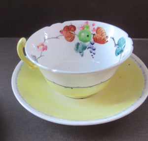 SCOTTISH POTTERY.  Vintage 1920s Hand Painted MAK MERRY Pottery Trio. Cup, Saucer and Side Plate and Another Larger Plate