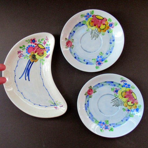 1920s Mak Merry Floral Plates Scottish Pottery Antique