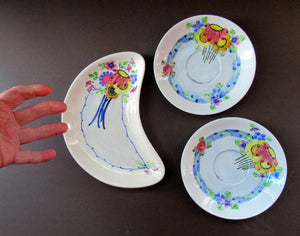 1920s Mak Merry Floral Plates Scottish Pottery Antique