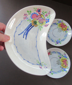 1920s Mak Merry Floral Plates Scottish Pottery Antique