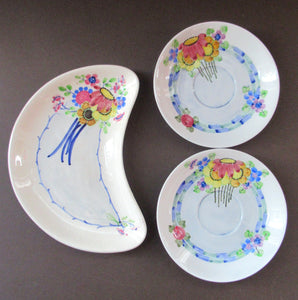1920s Mak Merry Floral Plates Scottish Pottery Antique