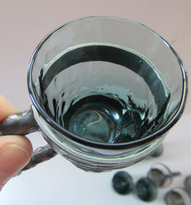 1970s Willy Johansson  Q.Ruud Pewter Shot Glasses Hadeland Glass