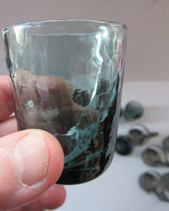 1970s Willy Johansson  Q.Ruud Pewter Shot Glasses Hadeland Glass