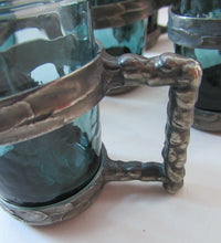 Load image into Gallery viewer, 1970s Willy Johansson  Q.Ruud Pewter Shot Glasses Hadeland Glass
