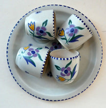 Load image into Gallery viewer, Vintage 1950s Floral POOLE POTTERY Set of Four Egg Cups &amp; Matching Stand
