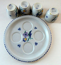 Load image into Gallery viewer, Vintage 1950s Floral POOLE POTTERY Set of Four Egg Cups &amp; Matching Stand
