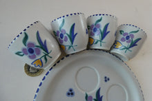 Load image into Gallery viewer, Vintage 1950s Floral POOLE POTTERY Set of Four Egg Cups &amp; Matching Stand
