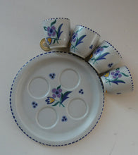 Load image into Gallery viewer, Vintage 1950s Floral POOLE POTTERY Set of Four Egg Cups &amp; Matching Stand
