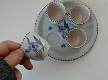 Load image into Gallery viewer, Vintage 1950s Floral POOLE POTTERY Set of Four Egg Cups &amp; Matching Stand
